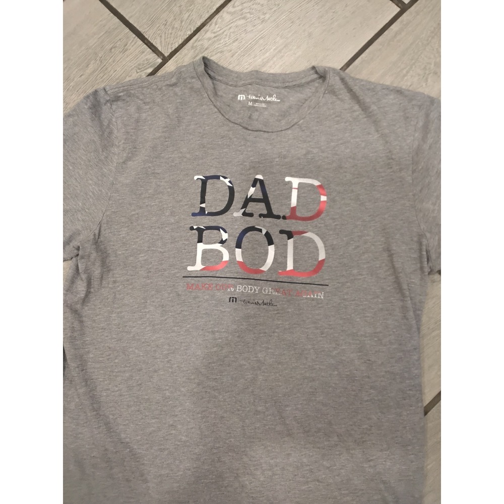 Travis Mathew Mens Gray Dad Bod Graphic T Shirt Size Medium - Picture 2 of 4